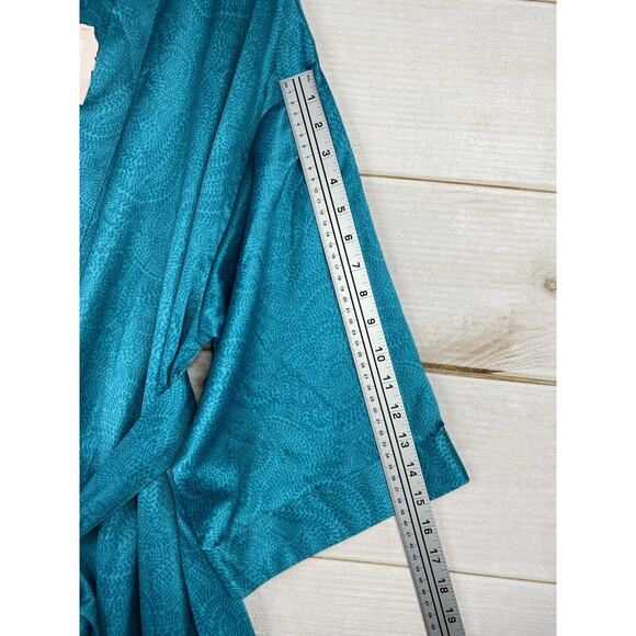Cabernet Kimono Style Robe Sz L Turquoise Printed Belted Satin Long Classic NWT - Picture 5 of 8